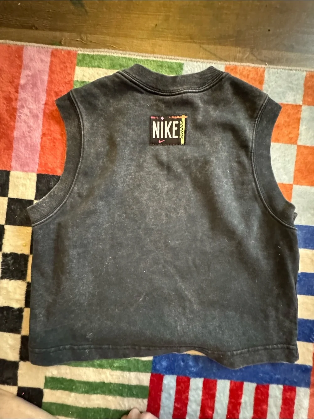 Nike XS Black Mineral-Wash Sleeveless Crop-Top